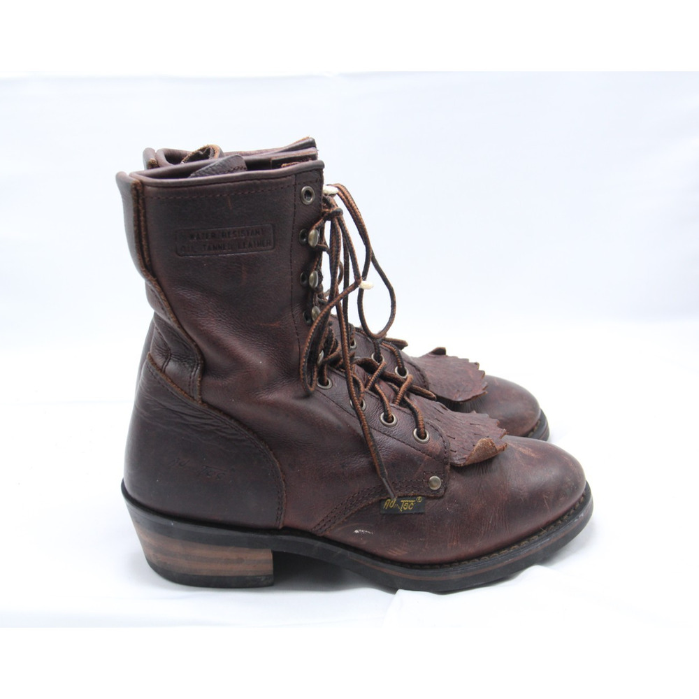 AdTec Packer Work 9" Boot Womens 8.5 M Brown Leather Kiltie Water Resistant 2173